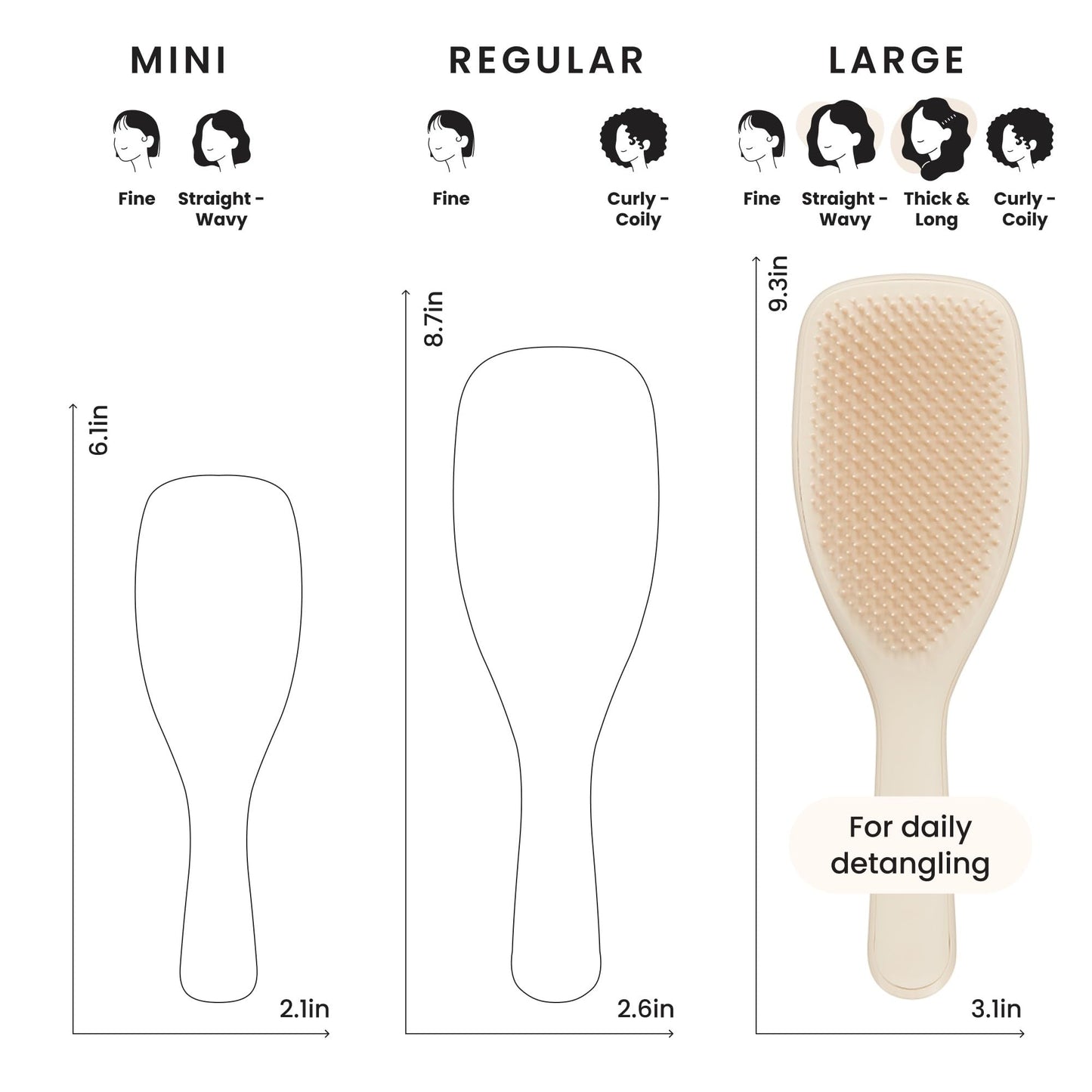 Tangle Teezer Large Ultimate Detangler Hairbrush for Wet & Dry Hair, Eliminates Knots & Reduces Breakage for Long, Thick, & Curly Hair Types, Vanilla