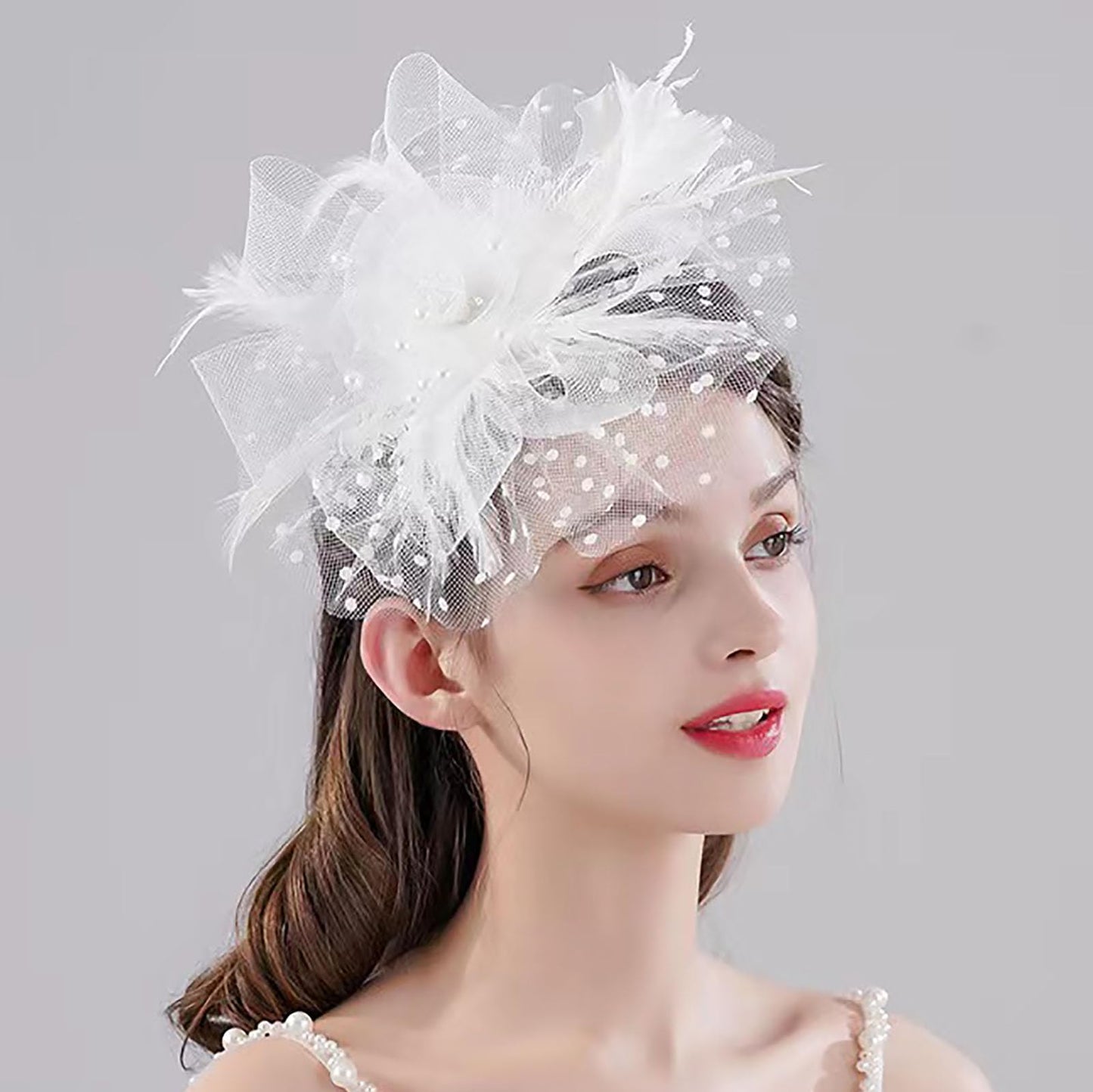 HIWIND Tea Party Headband for Women Fashion Derby Headwear (White 1, One Size) (White 1, One Size)