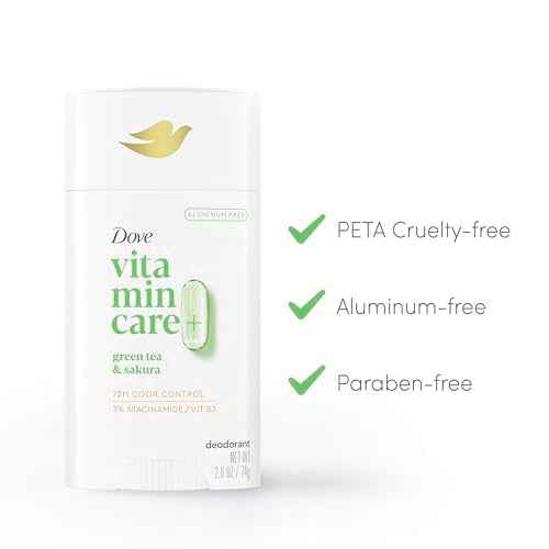 Dove VitaminCare+ Deodorant Stick Green Tea & Shakura Aluminum Free 2.6 oz