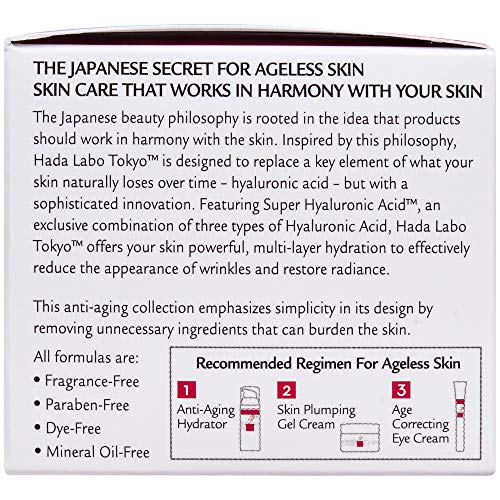 Hada Labo Tokyo Plumping Gel Cream,Facial Moisturizer,Clinically Proven to Provide 24-Hour Moisture in Use,Super HyaluronicAcid,Ceramides,Collagen,No Parabens,Dyes or Fragrance,1.76 oz,(Pack of 2)