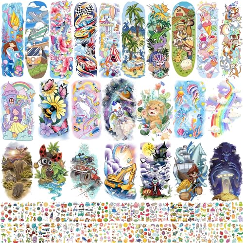 Leesgel 66 Sheets Temporary Tattoo Sleeves for Kids - Mixed Sizes