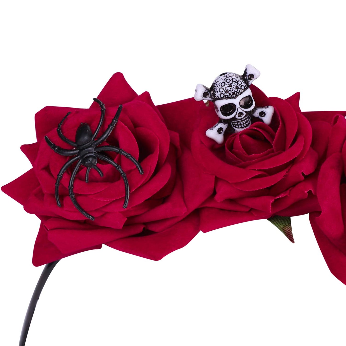 HAOZAIKEJI Halloween Rose Headband Gothic Skull Hair Hoop Day of The Dead Hair Band