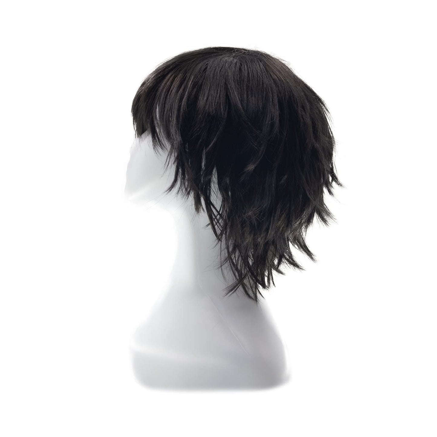 Gairyan Short Black Wig Cosplay Wig Unisex Anime Costume Straight Fluffy Wig Synthetic Spiky Layered Short Hair With Bangs Heat Resistent Holiday Theme Party Fancy Dress Halloween Wig + Free Wig Cap