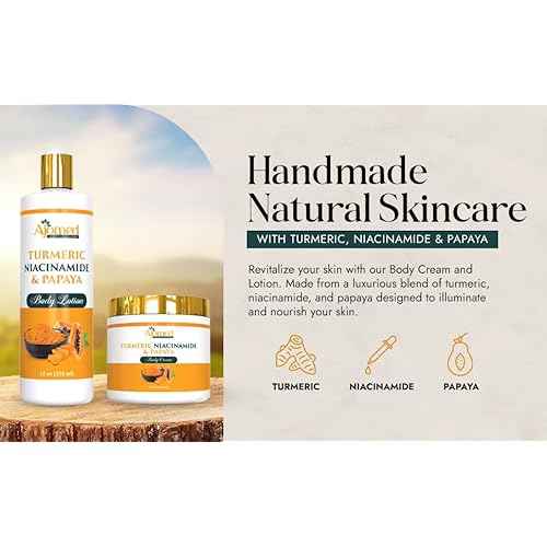 Turmeric body cream? Handmade Niacinamide papaya Turmeric Moisturizer lotion for Dark Spots, Hyperpigmentation, Acne Scars, Evens Tone- turmeric skincare -All Skin Types 8oz (CREAM)