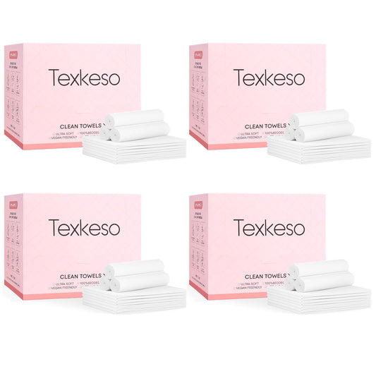 Texkeso Disposable face Towel XLarge 200 Count,10×12 Inches,Dry Face Wipes,Makeup Remover face wash Clothes,Biodegradable Dry Wipes, (4)