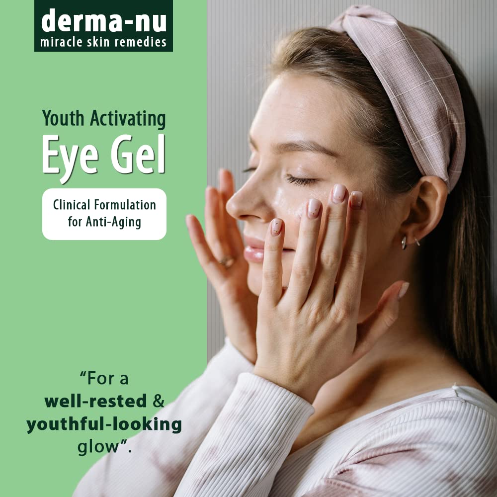 Eye Gel Anti-Aging Cream - Treatment for Dark Circles, Puffiness, Wrinkles and Fine Lines - Hyaluronic Acid Formula Infused Serum with Aloe Vera & Jojoba for Ageless Smooth Skin .5 oz