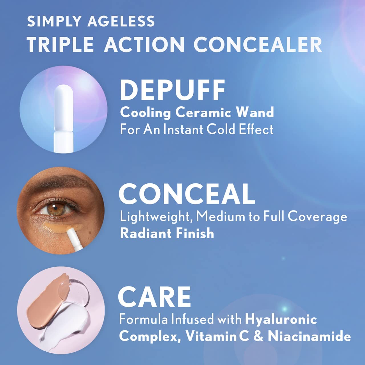 COVERGIRL Simply Ageless Triple Action Concealer, Espresso, Pack of 1