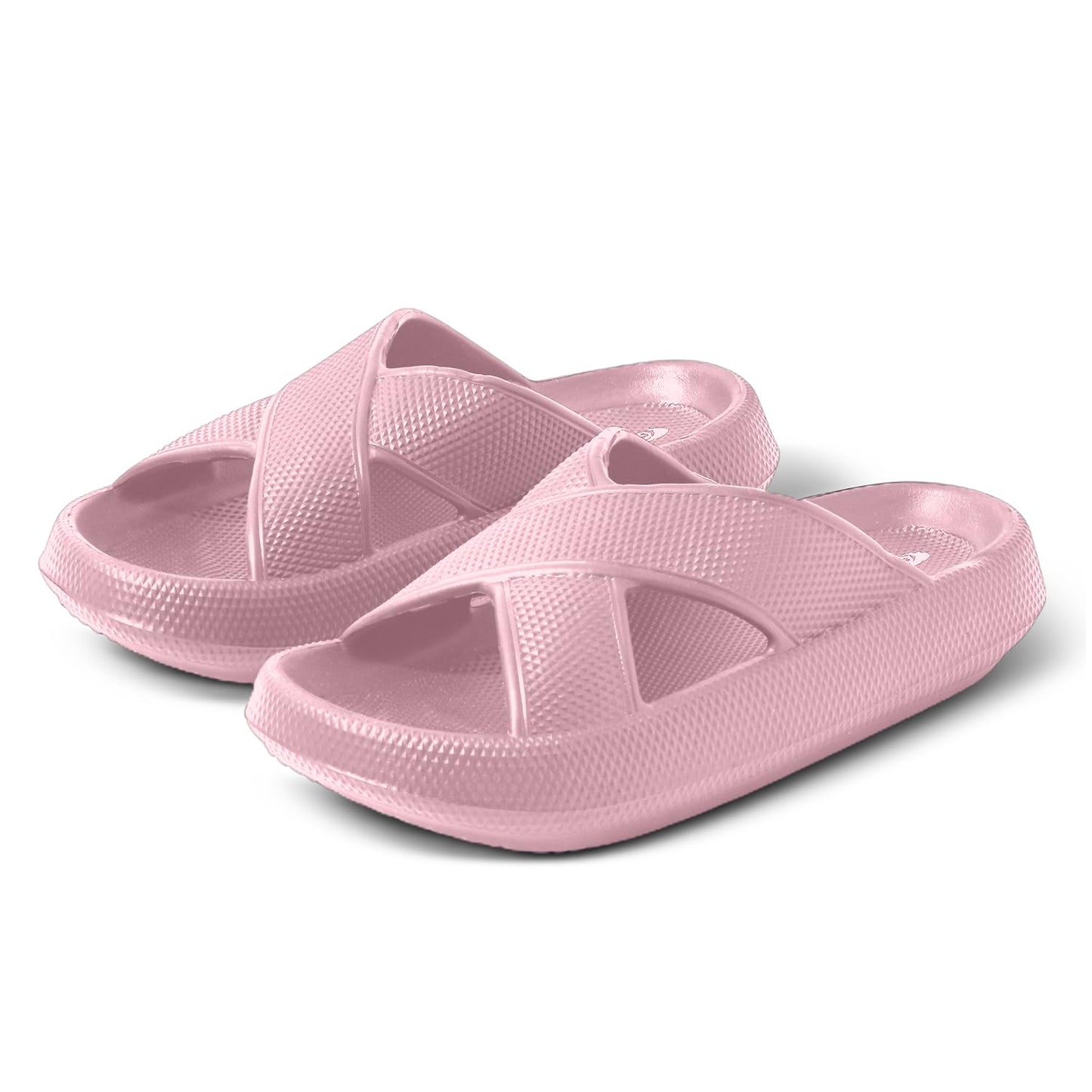 GBXPRESS Pillow Slippers for Women and Men, Anti-Slippery | House Slides Shower Sandals |Breathable| Cross strap| Extremely Comfy | Cushioned Thick Sole | Rose W 14.5-15, M 13-14