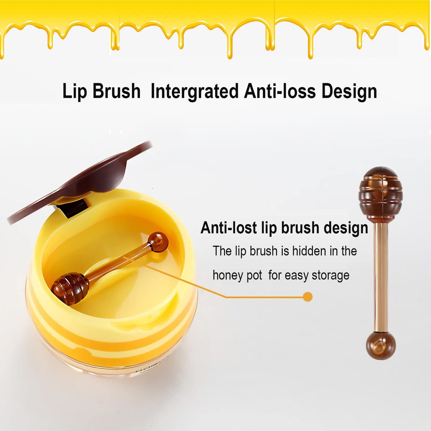 Bee Lip Balm Honey Pot, Strawberry & Honey Moisturizing Propolis Lip Mask, Hydrating & Prevention Dry and Cracked Lip Scrubs Exfoliator, Reduces Lip Lines (2Pcs Pink + 2Pcs Yellow)