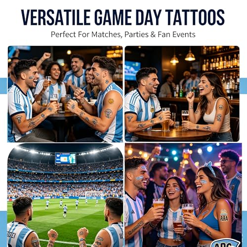 Argentina Flag Temporary Tattoos - 3 Sheets Face Stickers