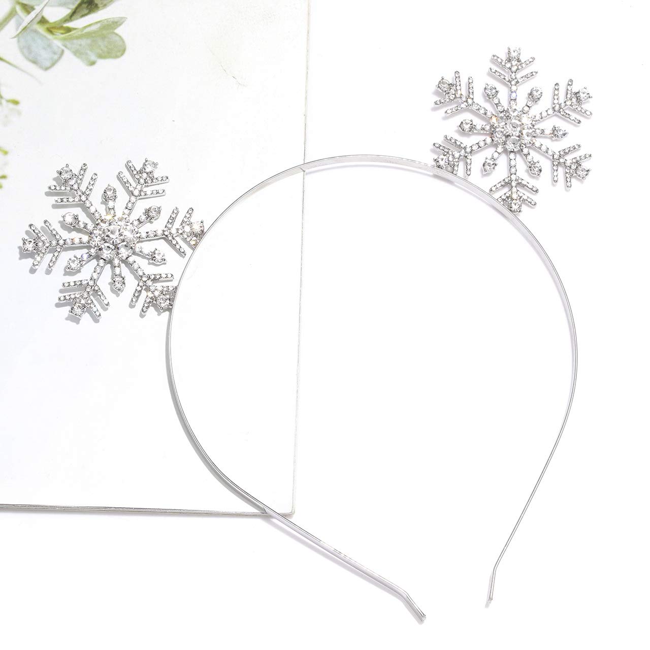 Christmas Headbands Xmas Rhinestone Snowflake Hairbands Crystal Merry Christmas Crown Hair Hoop Reindeer Antlers Tiara Headpiece Holiday Party Decoration