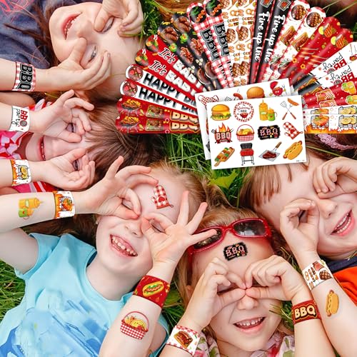 48-Piece BBQ Party Favor Set - Tattoos & Slap Bracelets