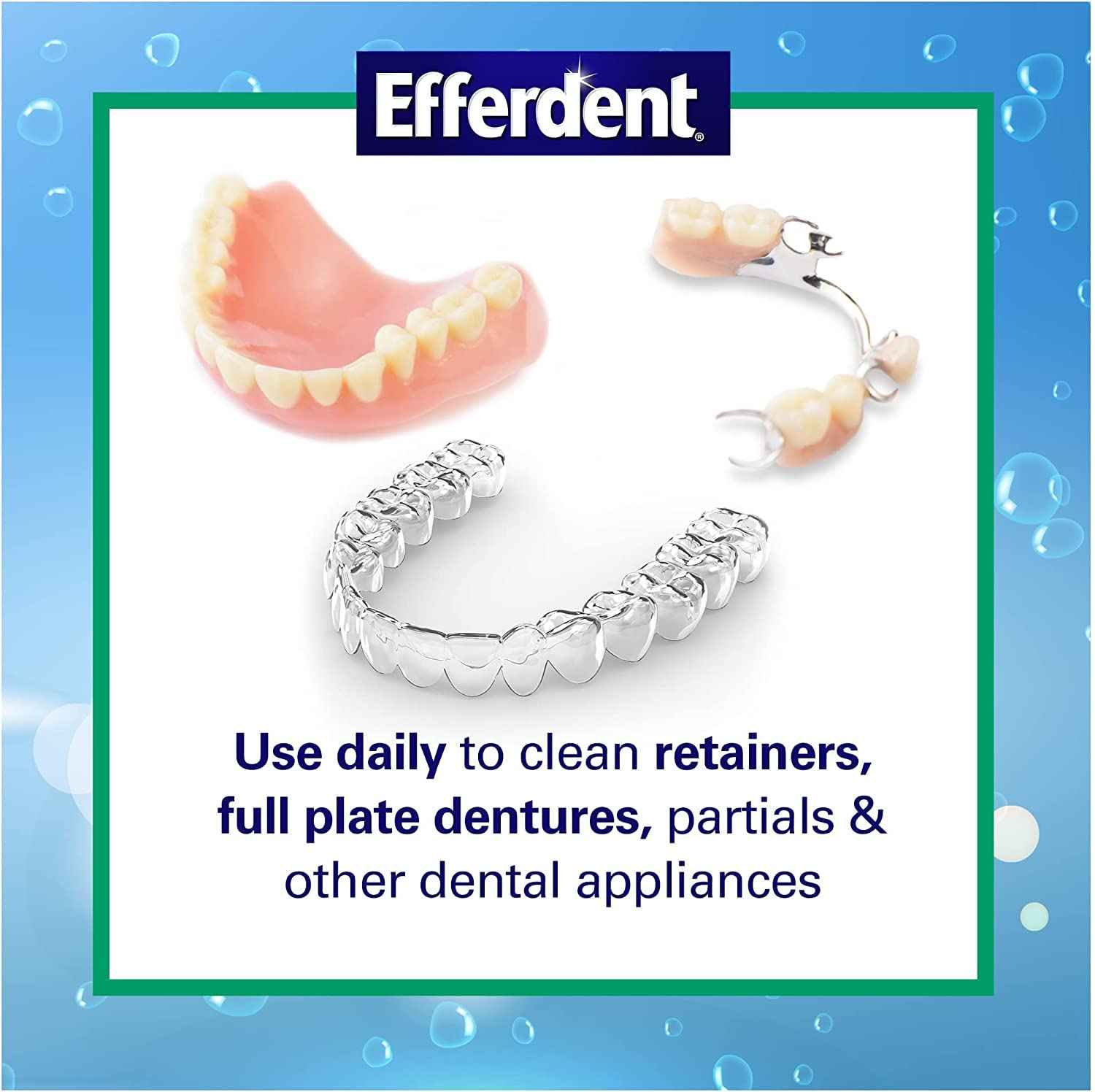 Efferdent Retainer Cleaning Tablets, Denture Cleaning Tablets for Dental Appliances, Minty Fresh & Clean, 44 Count (Pack of 5)