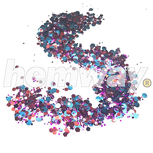 Hemway Harlequin Blue Red Purple Mix Glitter Chunky Multi Purpose Dust Powder Arts & Crafts Decorations Costumes Makeup Cosmetic Face Eye Body Nails Skin Hair Festival 100g