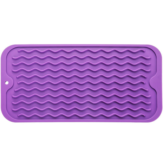 MicoYang Silicone Dish Drying Mat for Multiple Usage,Easy clean,Eco-friendly,Heat-resistant Silicone Mat for Kitchen Counter,Sink,Bar,Bottle,or Cup Purple S 12 inches x 6 inches