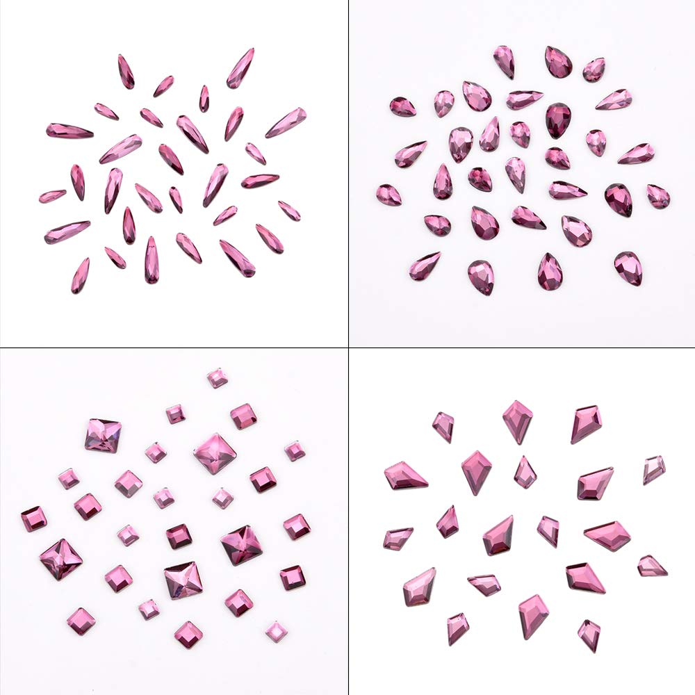 300pcs Violet Shape 3D Nail Decor Crystals Flatback Rhinestones Big Small Mix for Crafts Makeup Nails Art Accessories Set