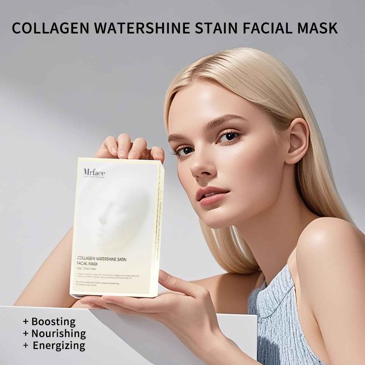 Mrface Night Collagen Hydrogel Facial Mask, Which can Create Glass Glossy Skin, Reduce Acne, Shrink Pores and Tighten-Enhance Elasticity, Moisturize and Moisturize Korean Facial Mask 2pack 35g x 10ea