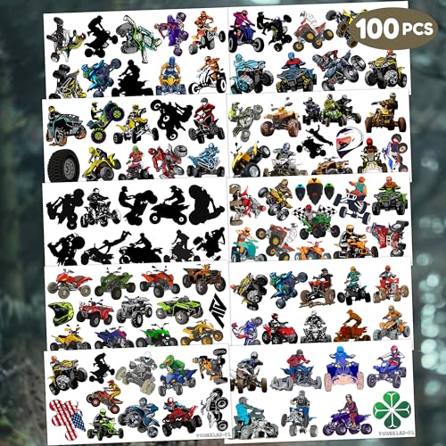 100 PCS ATV Temporary Tattoos - Quad Bike Party Favors