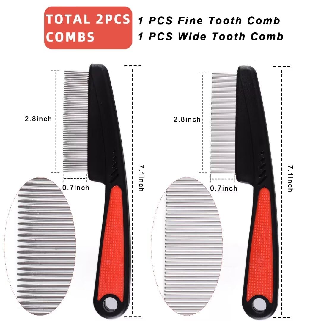 Msloosily 2 Pieces Dandruff Comb, Stainless Steel Fine Tooth Comb for Dandruff Removal, Wide Tooth Combs Professional Grooming Tool for Kids and Adults