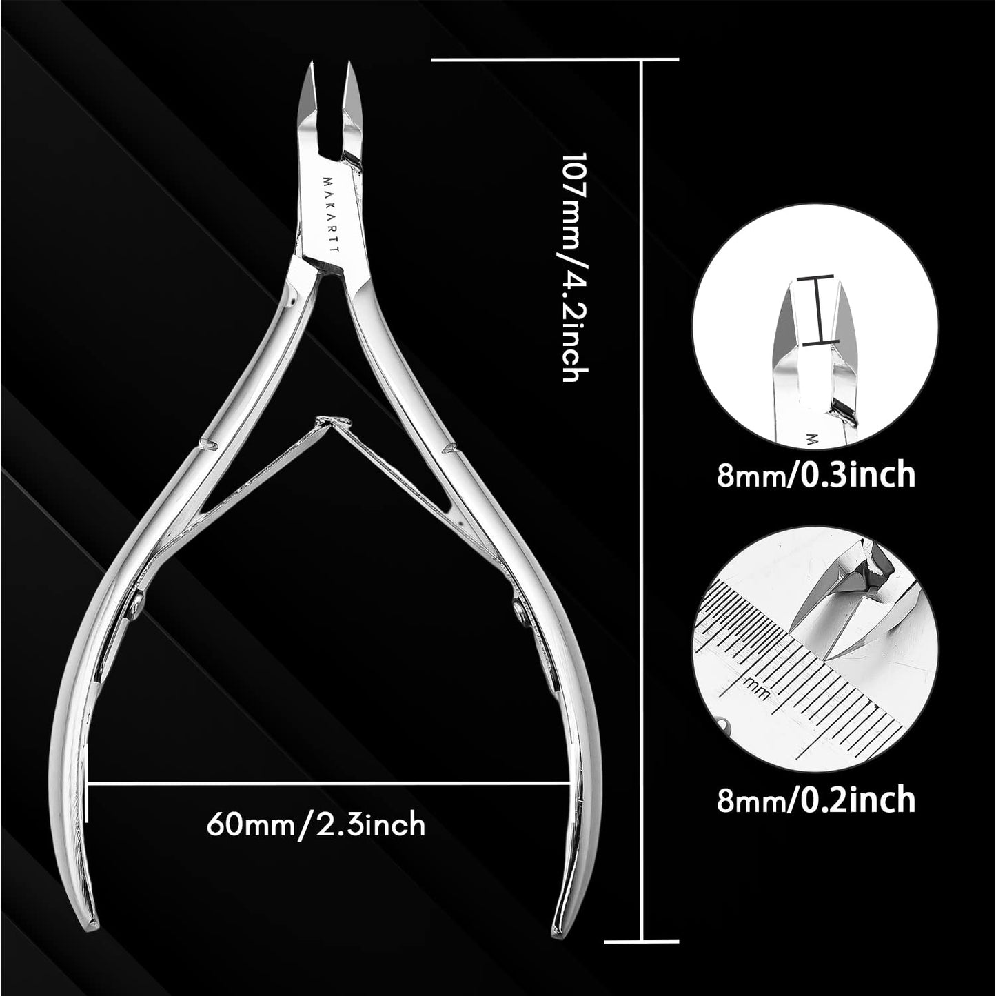 Makartt Cuticle Nippers Professional, Hard Steel Cuticle Trimmer Extremely Sharp Full Jaw Cuticle Cutter Nail Care for Manicure Home Salon Use(Pack of 1, Made in Vietnam)