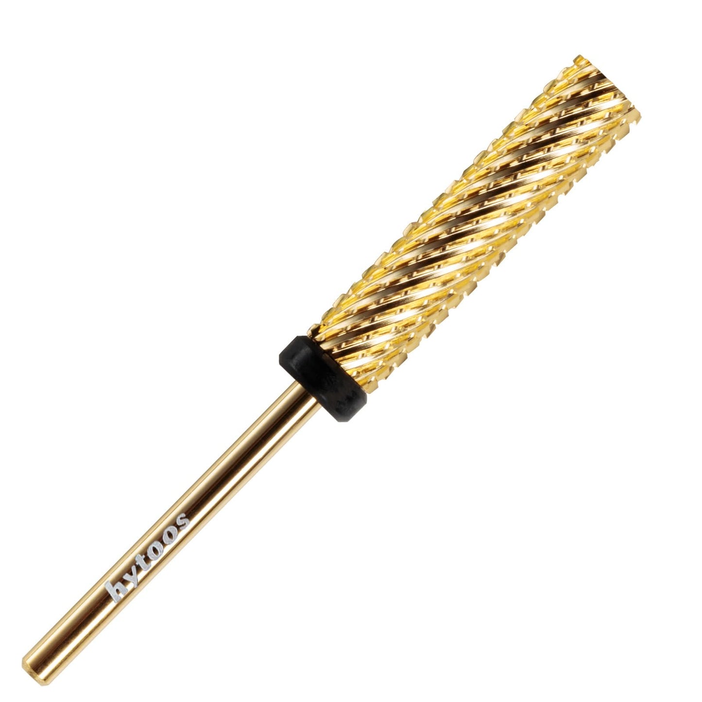 HYTOOS Super Long Nail Drill Bits, 24mm Gold Flat Top Barrel Carbide Nail Bit, 3/32" Two-way Rotate Drill Bits for Nails, Electric Drill Accessories, Remove Acrylic Nail Art Gel, XC