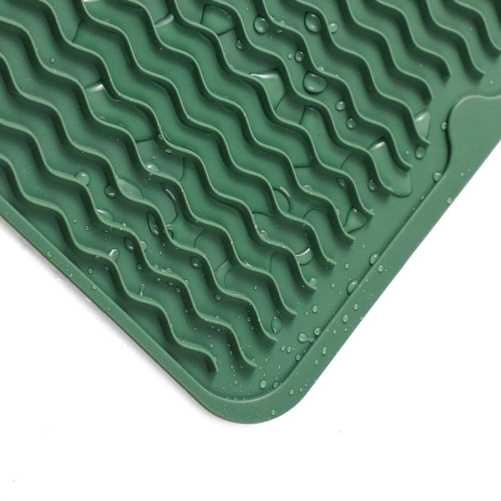 MicoYang Silicone Dish Drying Mat for Multiple Usage,Easy clean,Eco-friendly,Heat-resistant Silicone Mat for Kitchen Counter,Sink,Bar,Bottle,or Cup Green S 12 inches x 6 inches