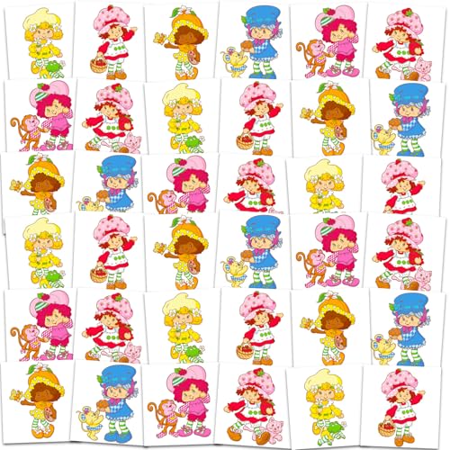 Strawberry Shortcake Tattoos Party Favors Bundle - 72 Perforated Individual 2" x 2" Temporary Tattoos for Kids Boys Girls | Strawberry Shortcake Party Supplies