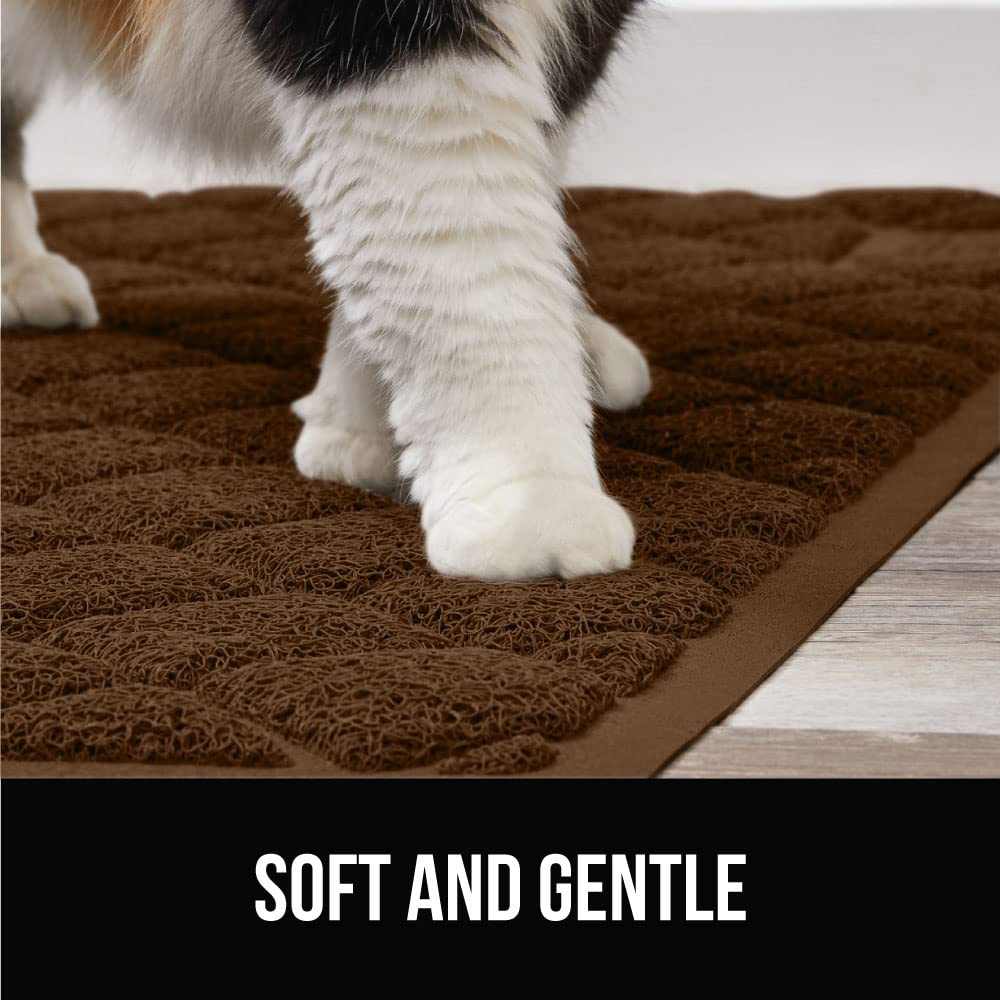 The Original Gorilla Grip Water Resistant Cat Litter Box Trapping Mat, Easy Clean, Textured Backing, Traps Mess for Cleaner Floors, Less Waste, Stays in Place for Cats, Soft on Paws, 24x17 Brown