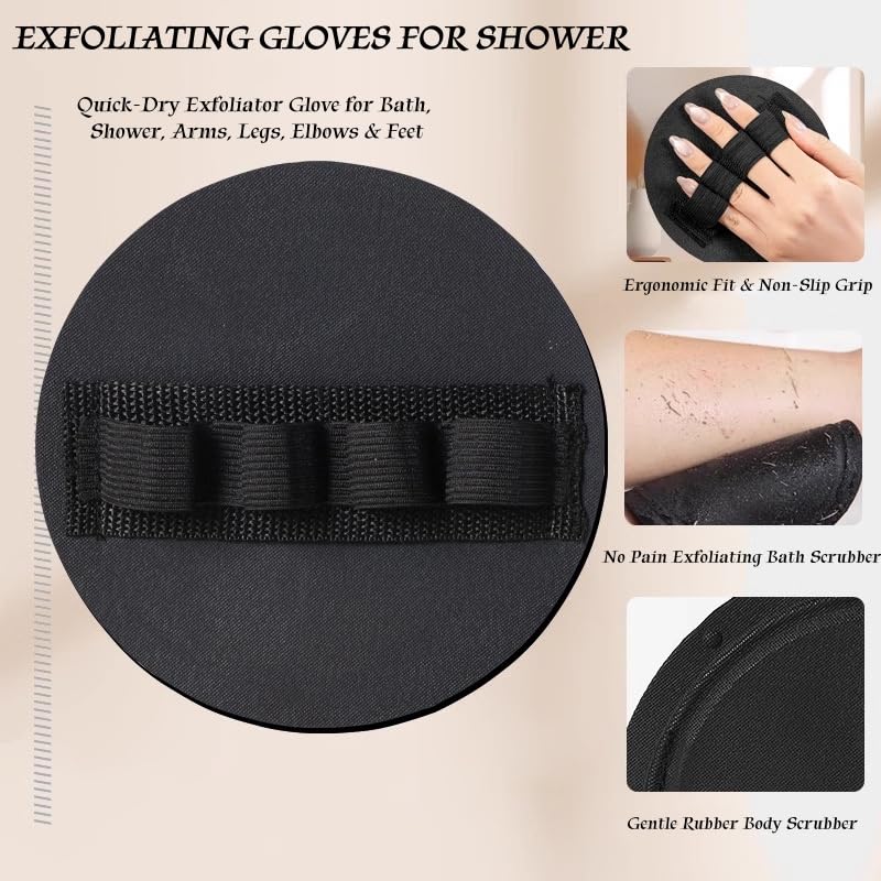 Exfoliating Bath Gloves, 3-Pack Quick-Dry Scrubber
