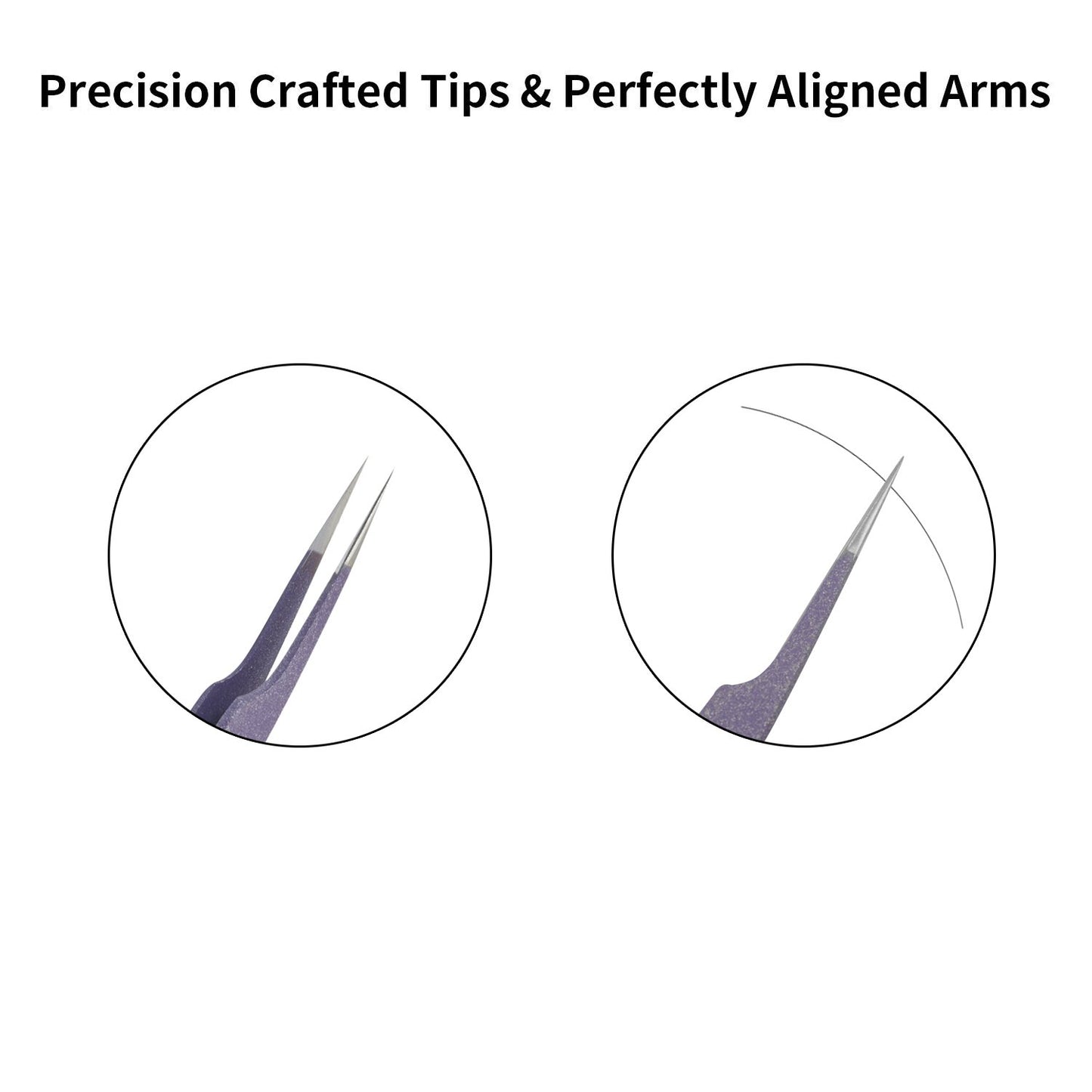 Metaleks Tweezers for Eyelash Extension - Straight and Curved Pointed Tweezers - Professional Stainless Steel Precision Tweezers set - 2 Pcs - With Pouch In Purple Powder Coating