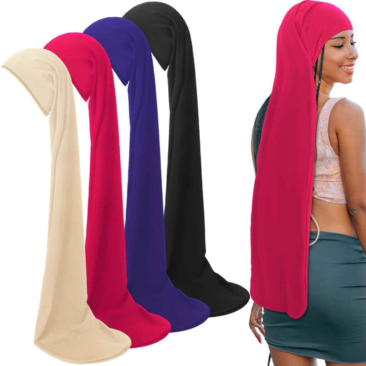 Twistover 4 Pcs Jumbo Dreadlock Cap 37'' Hair Dreads Head Wrap Loc Wraps for Dreads Hair Accessories for Men Women Sleeping(Black, Red, Purple, and Beige)