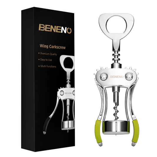 Wine Opener, Zinc Alloy Premium Wing Corkscrew Wine Bottle Opener with Multifunctional Bottles Opener, Sharp Corkscrew with Ergonomic Non-slip Wing Handle, Upgrade Green