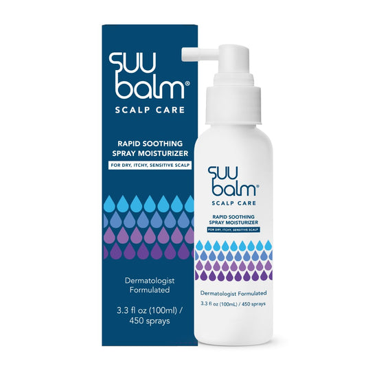 Suu Balm Rapid Itch Relief Anti-Dandruff Scalp Spray Moisturizer, Cooling Itchy Scalp Treatment for Dry Flaky Sensitive & Psoriasis Scalp, Derm-Formulated with Menthol & 5 Ceramides, 3.38 fl oz