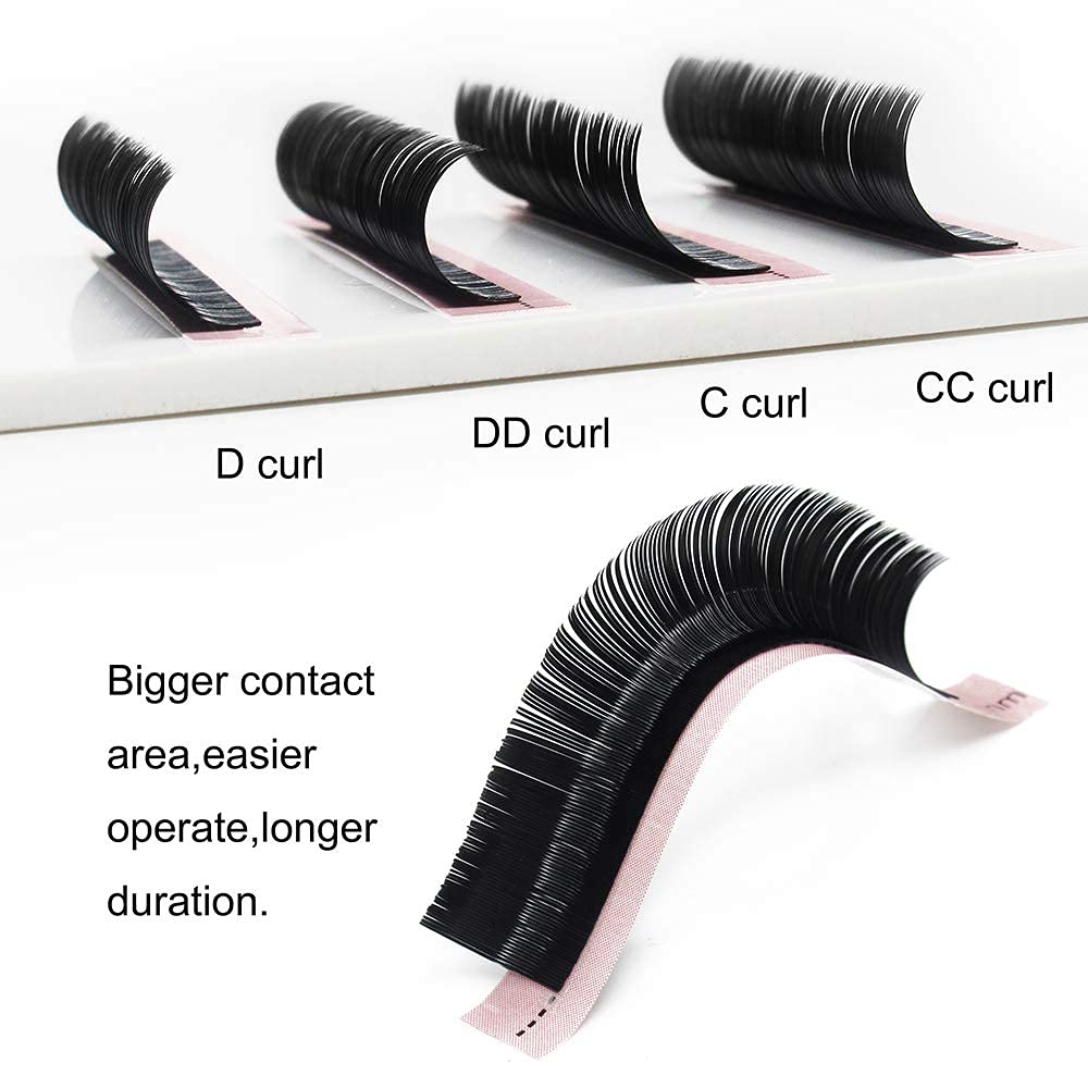 QUEWEL Eyelash Extensions Ellipse Flat 0.15mm Curl CC 8-15mm Mix Matte Black|0.15/0.20mm Curl C|CC|D|DD Mix-8-15mm Mix-9-16mm Single 8-18mm|(0.15 CC Mix8-15)