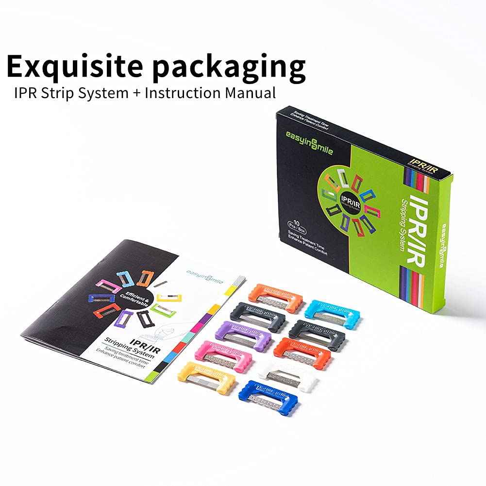 Easyinsmile Dental IPR Strip System 10PCS Orthodontic Interproximal Reduction Enamel Kits (B/Multi-Color)