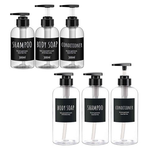 6 Pack Shampoo and Conditioner Bottles, Segbeauty 16.9oz & 10.1oz Refillable Shampoo Bottle for Shower, Shower Bottles Refillable, Large Empty Plastic Bathroom Soap Lotion Shampoo Dispenser Clear