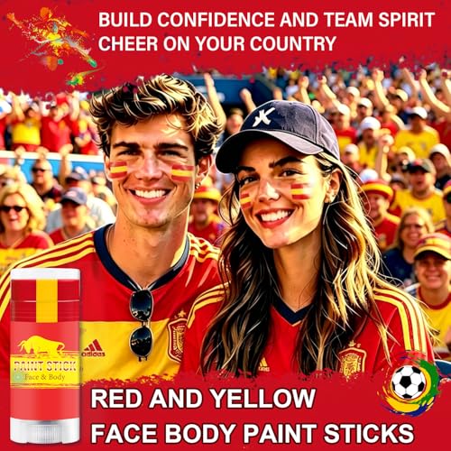 IFVGFB Spain Face & Body Paint Sticks - Bright Red & Yellow for Sports Fans