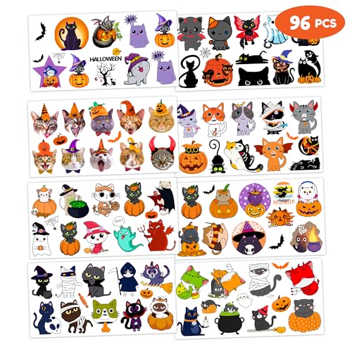 Black Cat Temporary Tattoos - 96 Pieces Party Favors