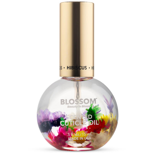 Blossom Hydrating, Moisturizing, Strengthening, Scented Cuticle Oil, Infused with Real Flowers, Made in USA, 0.5 fl. oz, Hibiscus