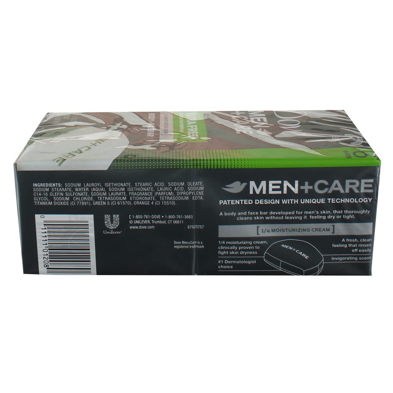 Dove Men+Care Body and Face Bar Extra Fresh 4 oz, 6 Bar (Pack of 2)