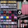 Teenitor DIY Nail Art Kit with 3D Charms, Rhinestones, Brushes & Stands
