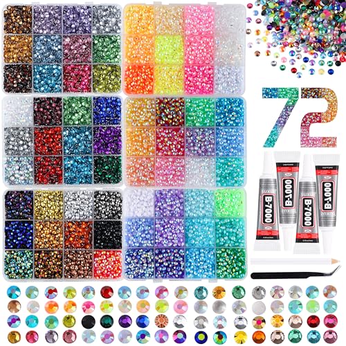 30000pcs Rhinestone Bedazzling Kit - 72 Colors with Glue & Tools