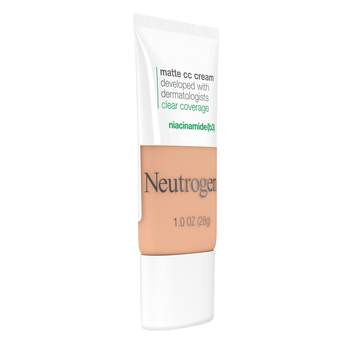 Neutrogena Clear Coverage Flawless Matte CC Cream, Full-Coverage Color Correcting Cream Face Makeup with Niacinamide (b3), Hypoallergenic, Oil Free & Fragrance Free, Sand, 1 oz