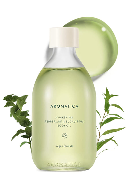 AROMATICA Awakening Body Oil Peppermint & Eucalyptus - 100ML / 3.38 fl. oz. - Aromatherapy Massage Oil | Scented Body Oil After Shower for Women