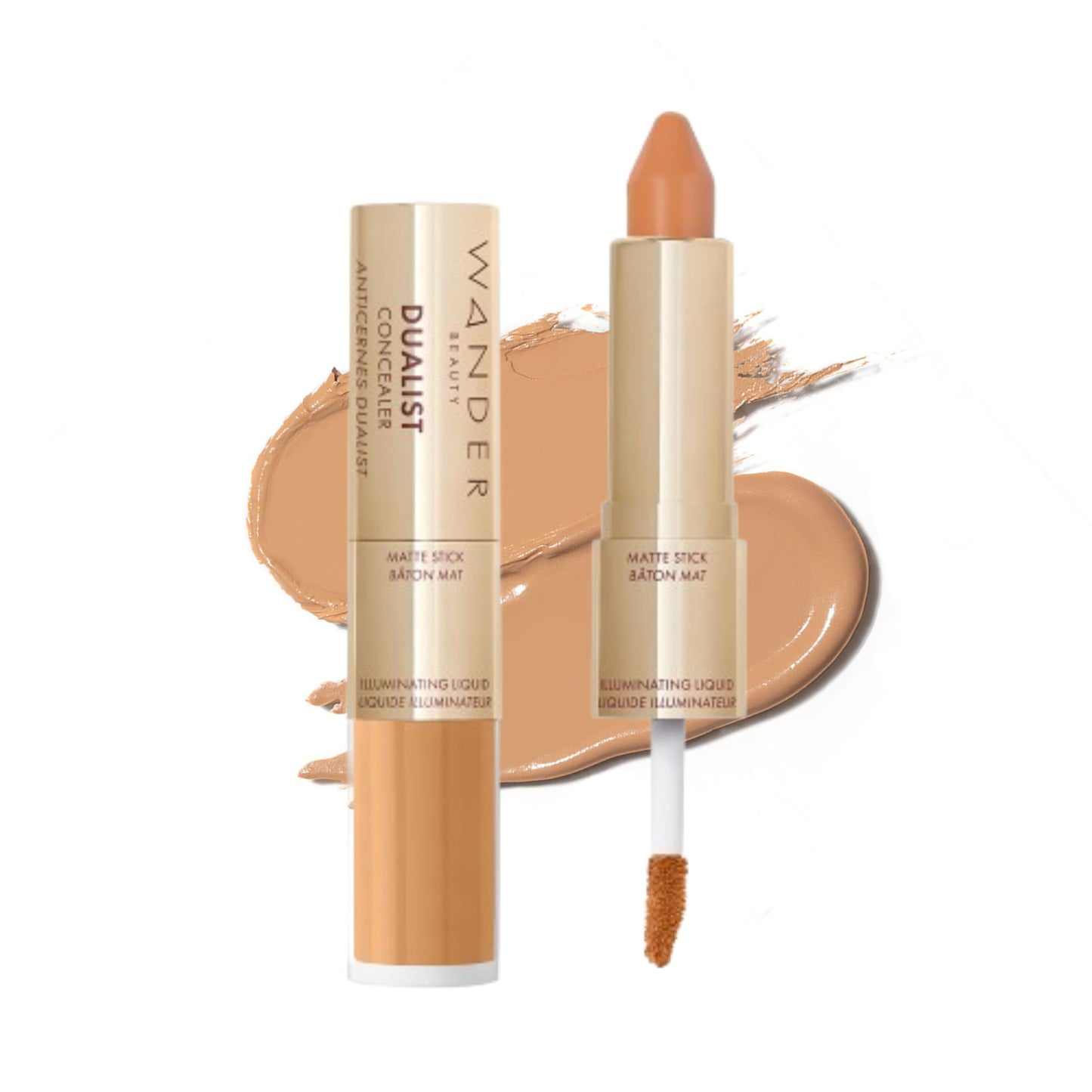 Wander Beauty Dualist Matte and Illuminating Concealer Makeup - Tan - Dual-Ended Matte Concealer Stick + Liquid Concealer - Full Coverage Concealer Brightens, Firms, & Hydrates Under Eyes - 0.28 fl oz