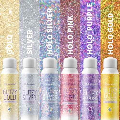 Hair Glitter Body Glitter Spray, 150ML Glitter Hairspray Holographic Silver Glitter Spray for Hair and Body, Hair Glitter for Kids Women, Body Shimmer Festival Makeup 4.2 Fl Oz