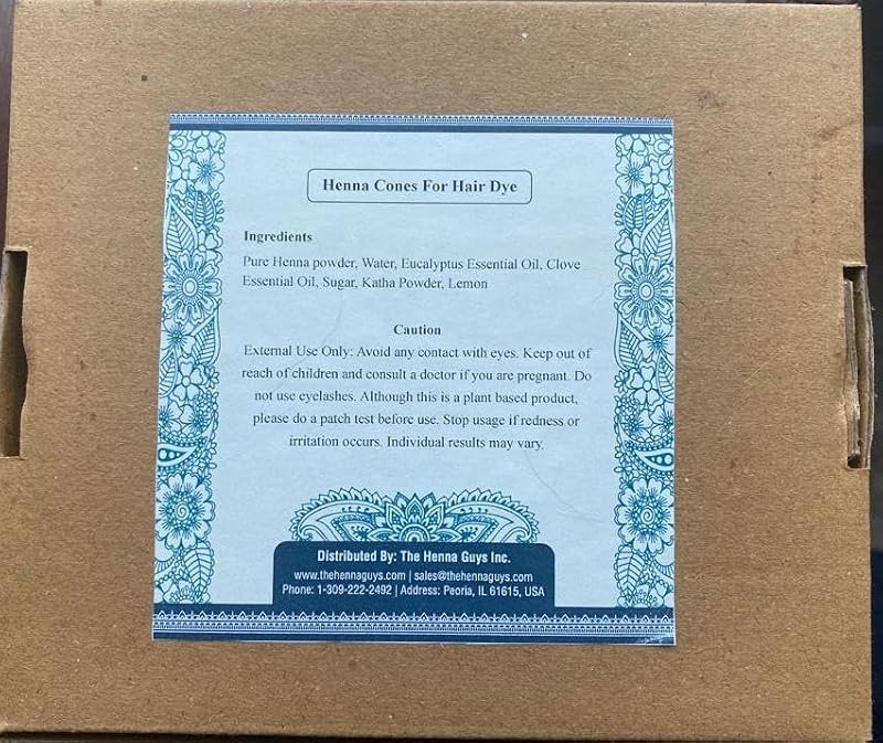 Henna Guys 100% Natural Henna Cones for Hair Dye - 6 Pack