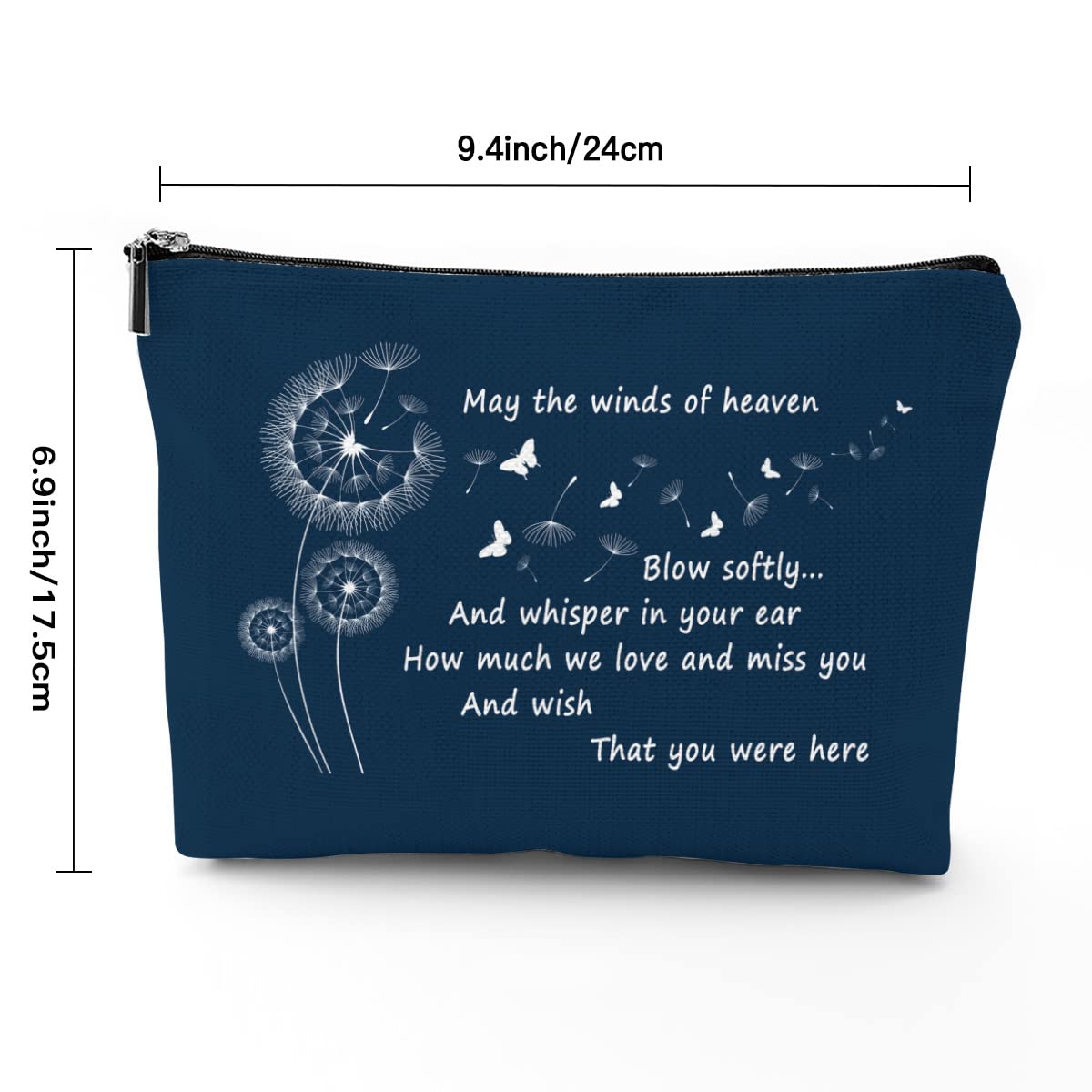 IENDY Sympathy Condolence Gifts Memorial Bereavement Gift for Loss of Loved One, Loss of Mother Cosmetic Makeup Bag Remembrance Gift for Coworker Family Friend, May The Winds Of Heaven Blow Softly