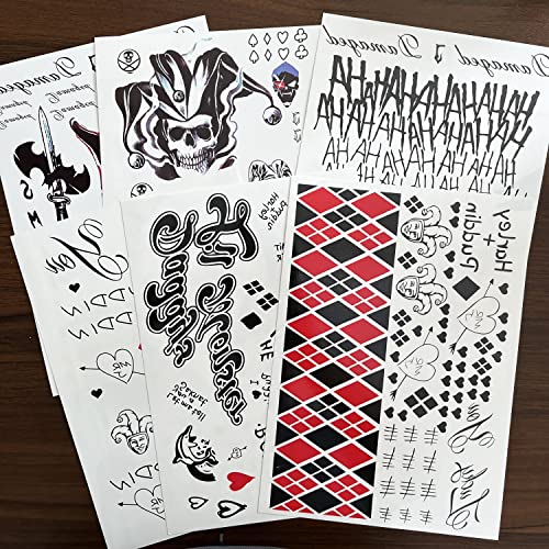 Halloween Temporary Tattoos - 6 Large Sheets, Waterproof Fake Tattoos