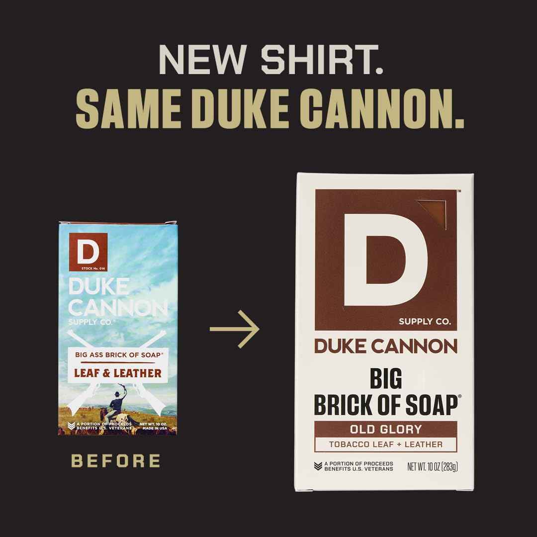 Duke Cannon Supply Co. Big Brick of Soap Bar, Frontier 40 - Fresh Cut Pine, Leaf & Leather, Campfire & Midnight Swim, Extra Large, Masculine Scents, 10 oz. (Variety, 4 Pack)